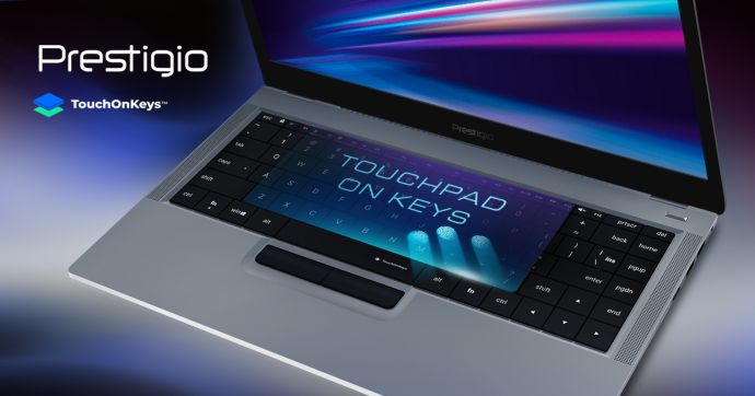 Laptop z touchpadem na klawiaturze od Prestigio i  Cleventura