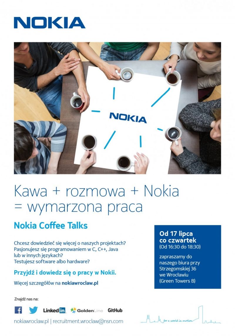 Wrocławska Nokia zaprasza na wakacyjne spotkania przy kawie