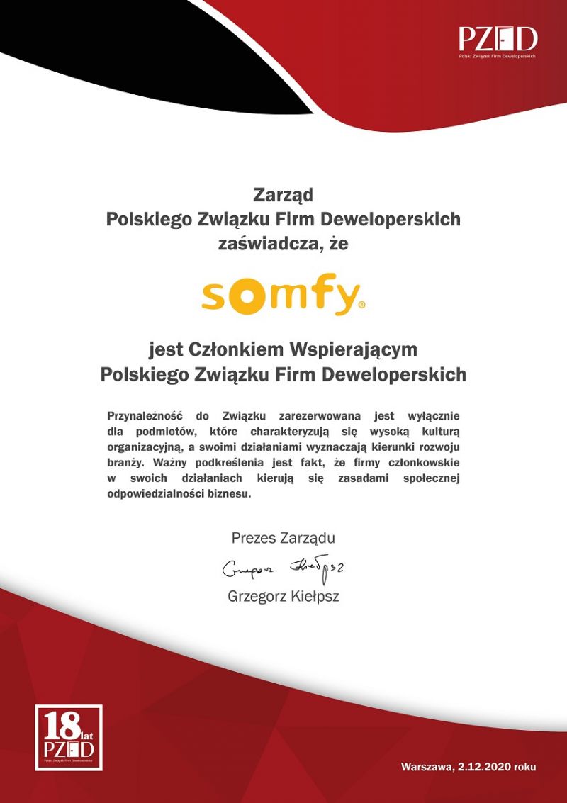 Somfy w Polskim Związku Firm Deweloperskich