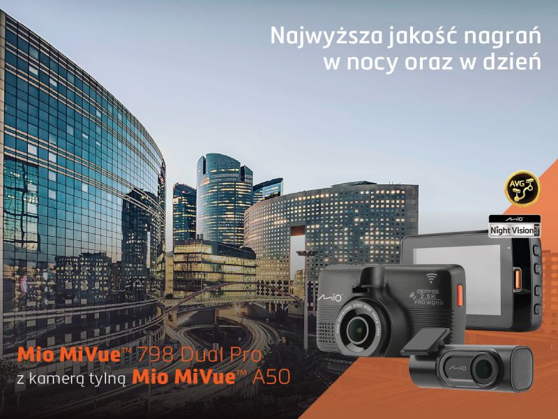 Mio MiVue 798 Dual Pro - dwie kamery dają pełen obraz sytuacji na drodze