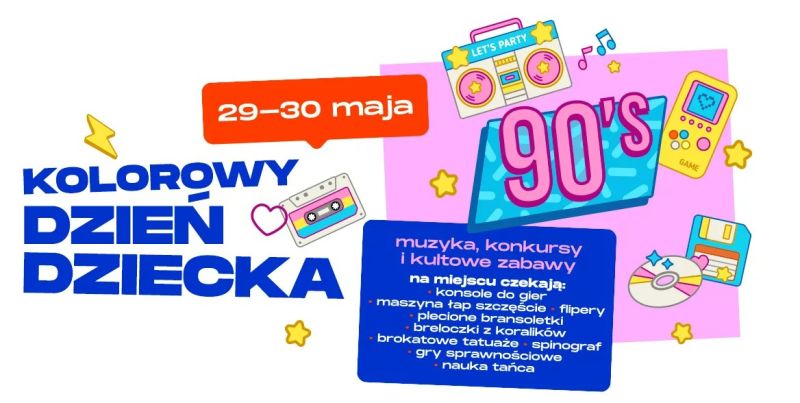 Kolorowy Dzień Dziecka - Powrót do lat 90. w G City Biała. Retro weekend pełen kultowych gier i wspomnień