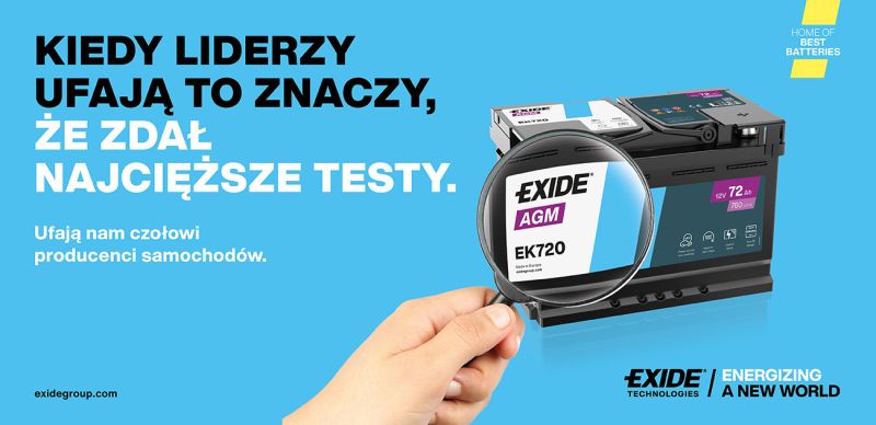 Najnowsza generacja 12V akumulatorów Exide AGM: jakość pierwszego wyposażenia (OEM) dostępna na rynku wtórnym (AM)