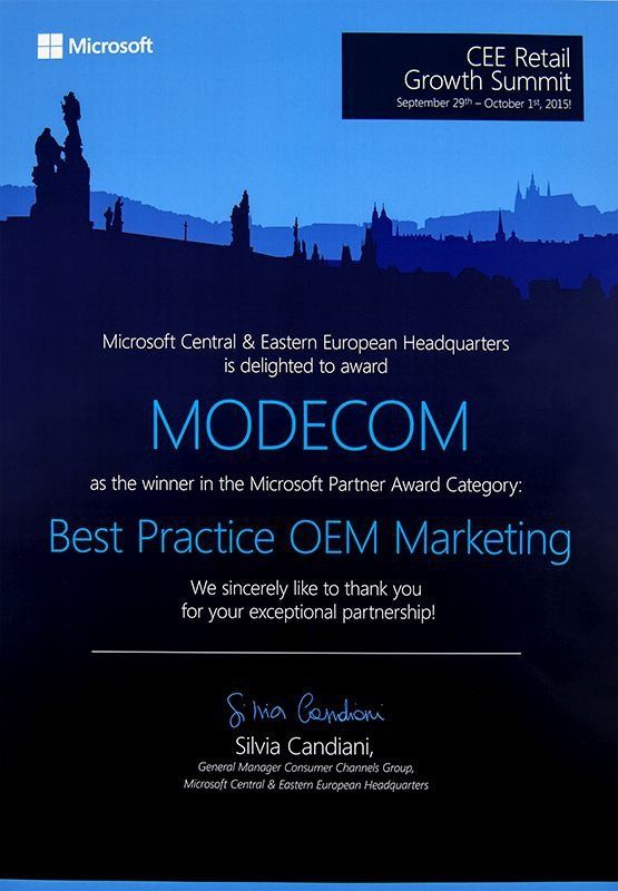 MODECOM z nagrodą na szczycie Microsoft w Pradze