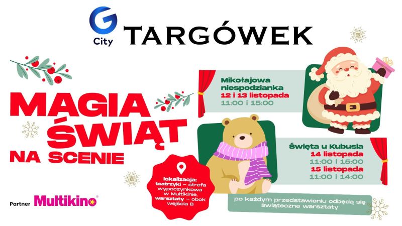 Magia świąt na scenie w G City Targówek! Świąteczne spektakle i kreatywne warsztaty dla najmłodszych