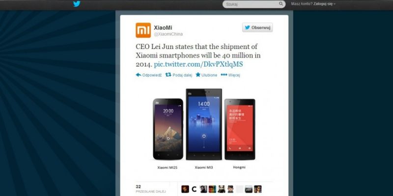 Ambitne plany Xiaomi na 2014. Na razie tylko na Twitterze