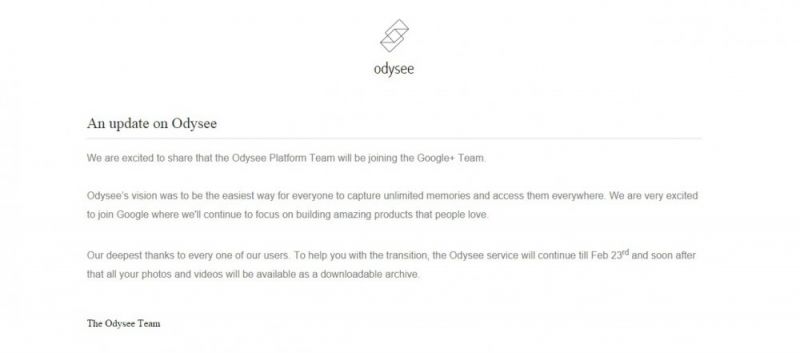 Google kupuje platformę do zdjęć Odysee, która zostanie częścią Google+
