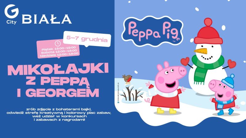 Mikołajki z Peppą i Georgem w G City Biała – trzy dni rodzinnej zabawy i świątecznej magii