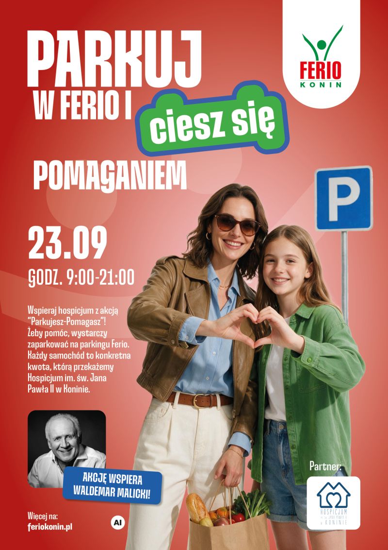 „Parkujesz – Pomagasz”. FERIO Konin łączy kierowców we wsparciu hospicjum