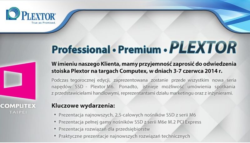 Plextor zaprasza na Computex 2014