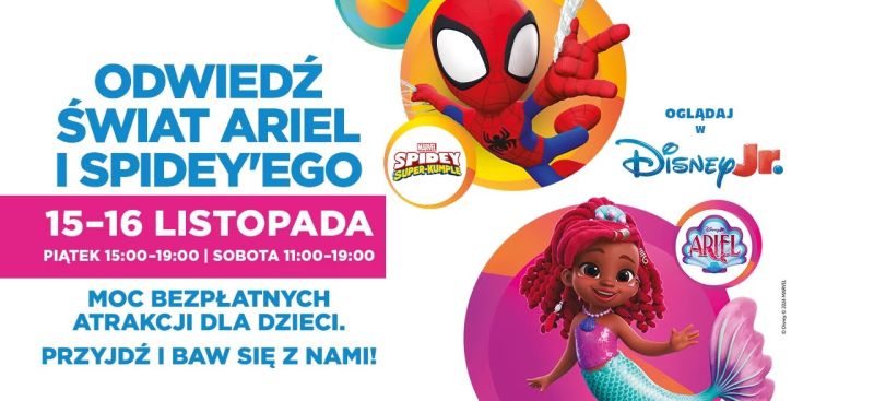 Bajkowy weekend w Atrium Biała! Odwiedźcie świat Arielki oraz Spidey’ego i bawcie się z Disney Junior!